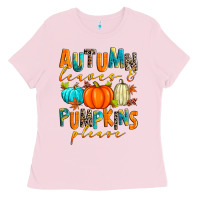 Bubblegum Pink autumn leaves and pumpkins please Ladies Tee - Zillion Design Studio