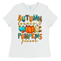 White autumn leaves and pumpkins please Ladies Tee - Zillion Design Studio