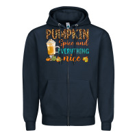 Navy pumpkin spice and everything nice Zipper Hoodie - BundleAndBundleShop