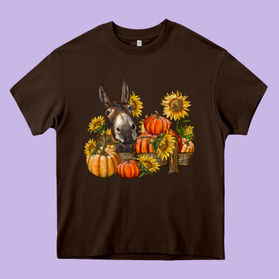 Donkey Sunflower And Pumpkin Farm Heavy Core Tee Designed By Barkaloodesign