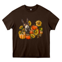 Chocolate Brown donkey sunflower and pumpkin farm Heavy Core Tee - BarkalooDesign