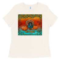 Bone thankful with turkey and pumpkins Ladies Tee - RanaPortraitStore