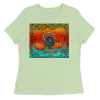 Matcha thankful with turkey and pumpkins Ladies Tee - RanaPortraitStore