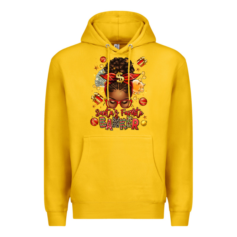 Santa Favorite Banker Afro Messy Bun Premium Hoodie by texasbilliewilder | Teevron