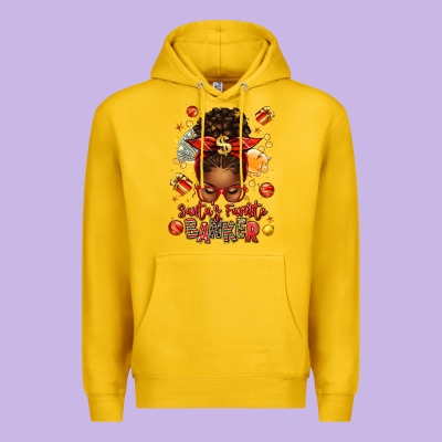 Santa Favorite Banker Afro Messy Bun Premium Hoodie Designed By Texasbilliewilder