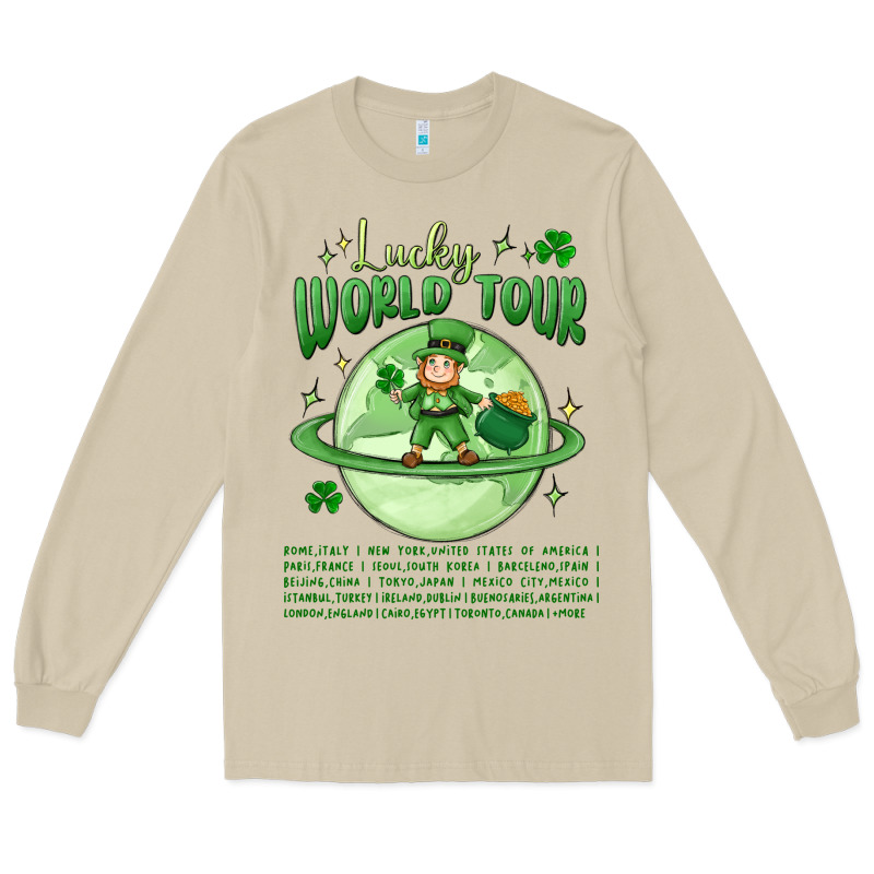 Lucky World Tour St. Patricks Day Long Sleeve Tee by MaliasSmallBusiness | Teevron