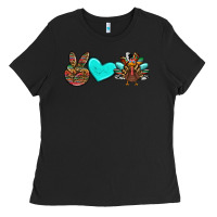Black peace love thanksgiving turkey Ladies Tee - RanaPortraitStore