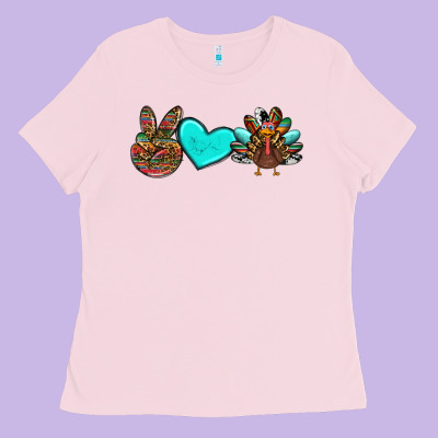 Peace Love Thanksgiving Turkey Ladies Tee Designed By Ranaportraitstore