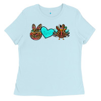 Baby Blue peace love thanksgiving turkey Ladies Tee - RanaPortraitStore