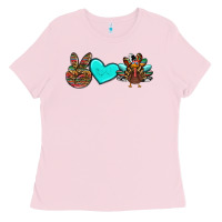 Bubblegum Pink peace love thanksgiving turkey Ladies Tee - RanaPortraitStore
