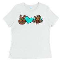 White peace love thanksgiving turkey Ladies Tee - RanaPortraitStore
