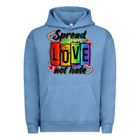 Pigment Pebble Blue spread love not hate Urban Hoodie - OliviaCreatesArt