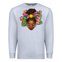 Heather Grey Afro Woman Summer Premium Sweatshirt - texasbilliewilder