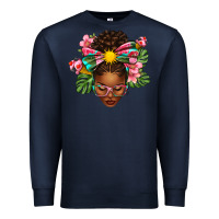 Navy Afro Woman Summer Premium Sweatshirt - texasbilliewilder