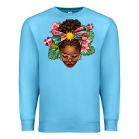 Ocean Blue Afro Woman Summer Premium Sweatshirt - texasbilliewilder