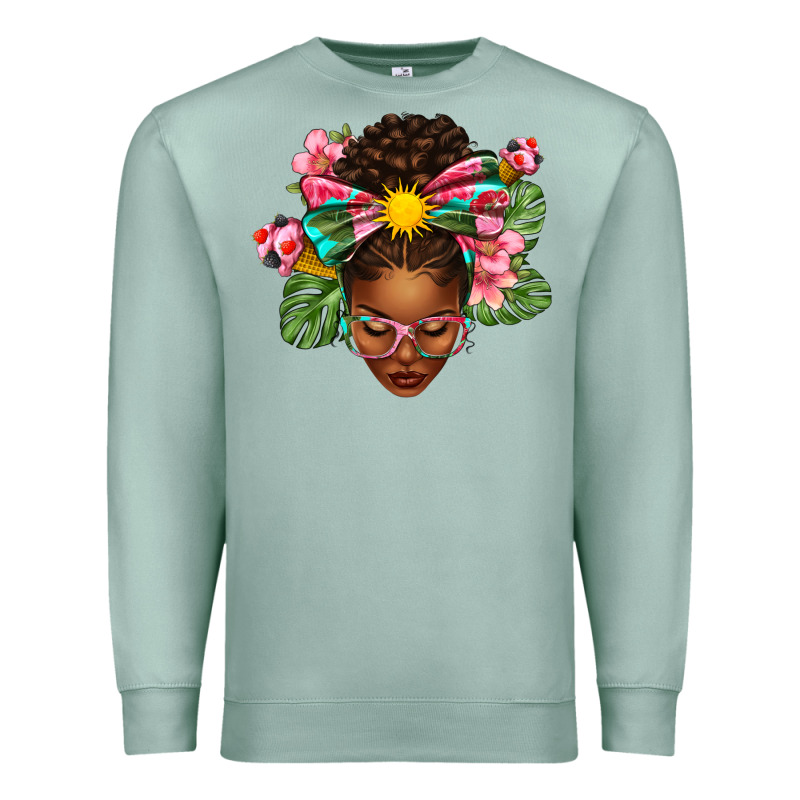 Afro Woman Summer Premium Sweatshirt by texasbilliewilder | Teevron