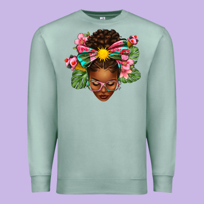 Afro Woman Summer Premium Sweatshirt Designed By Texasbilliewilder