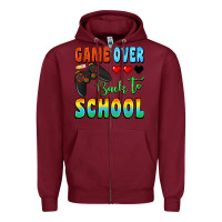 Burgundy game over back to school Zipper Hoodie - BundleAndBundleShop