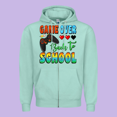 Game Over Back To School Zipper Hoodie Designed By Bundleandbundleshop