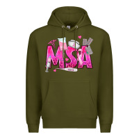 Army Green breast cancer msa medical support assistant Premium Hoodie - texasbilliewilder