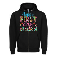 Black happy first day of school Zipper Hoodie - BundleAndBundleShop