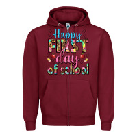 Burgundy happy first day of school Zipper Hoodie - BundleAndBundleShop