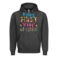 Charcoal Heather happy first day of school Zipper Hoodie - BundleAndBundleShop