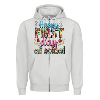 Dove Grey happy first day of school Zipper Hoodie - BundleAndBundleShop