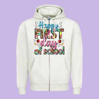 Happy First Day Of School Zipper Hoodie Designed By Bundleandbundleshop