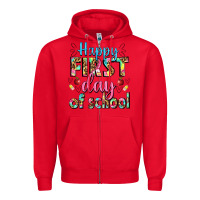 Red happy first day of school Zipper Hoodie - BundleAndBundleShop
