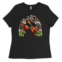 Black rodeo cowboy rainbow Ladies Tee - JahusDesignShop