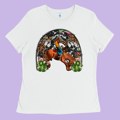 Rodeo Cowboy Rainbow Ladies Tee Designed By Jahusdesignshop
