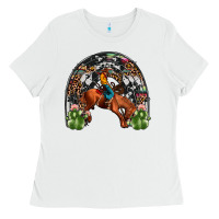 White rodeo cowboy rainbow Ladies Tee - JahusDesignShop