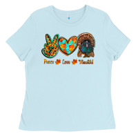 Baby Blue peace love thankful Ladies Tee - RanaPortraitStore