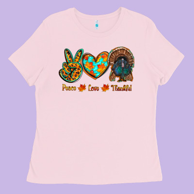 Peace Love Thankful Ladies Tee Designed By Ranaportraitstore
