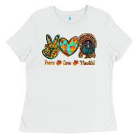 White peace love thankful Ladies Tee - RanaPortraitStore