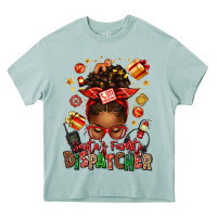 Santa's Favorite Dispatcher Afro Messy Bun Heavy Core Tee | Teevron
