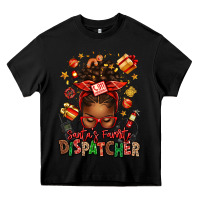 Black santa's favorite dispatcher afro messy bun Heavy Core Tee - texasbilliewilder