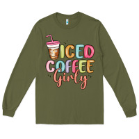Army Green iced coffee girly Long Sleeve Tee - MaliasSmallBusiness