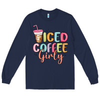 Navy iced coffee girly Long Sleeve Tee - MaliasSmallBusiness