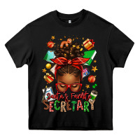 Black santa's favorite secretary afro messy bun Heavy Core Tee - texasbilliewilder