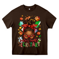 Chocolate Brown santa's favorite secretary afro messy bun Heavy Core Tee - texasbilliewilder