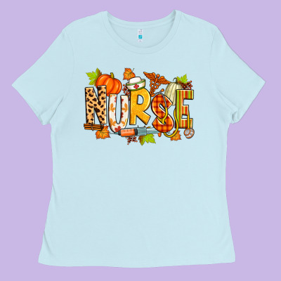 Fall Nurse Ladies Tee Designed By Zillion Design Studio