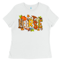White fall nurse Ladies Tee - Zillion Design Studio
