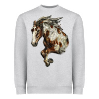 Heather Grey Mustang Horse Heavyweight Sweatshirt - LillyAllenDesigns