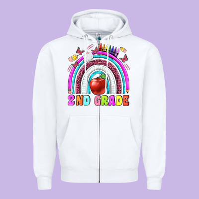 2 Nd Grade Zipper Hoodie Designed By Bundleandbundleshop