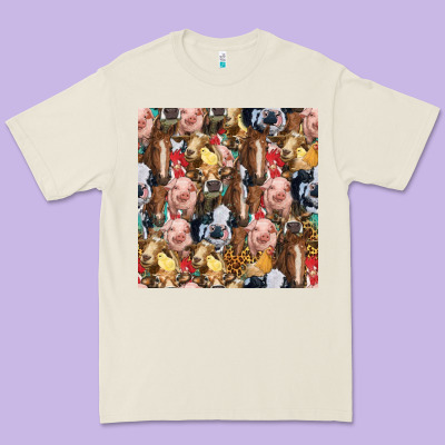 Western Farm Animals Seamless Pattern Premium Tee Designed By Hra Design Shop