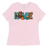 Bubblegum Pink love thanksgivings turkey Ladies Tee - RanaPortraitStore