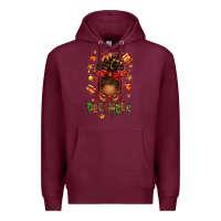 Burgundy december girl christmas afro messy bun Premium Hoodie - texasbilliewilder