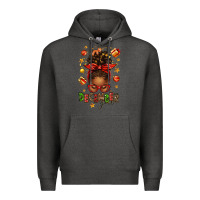 Charcoal Heather december girl christmas afro messy bun Premium Hoodie - texasbilliewilder